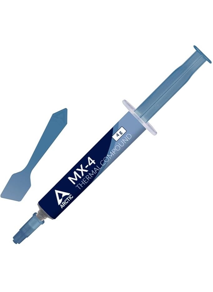 أركتيك ARCTIC MX-4 (بما في ذلك ملعقة مسطحة، 4 جرام) - معجون حراري عالي الأداء لجميع المعالجات (وحدة المعالجة المركزية، وحدة معالجة الرسومات - الكمبيوتر الشخصي)، موصلية حرارية عالية جدًا، متانة طويلة، تطبيق آمن - Image 1