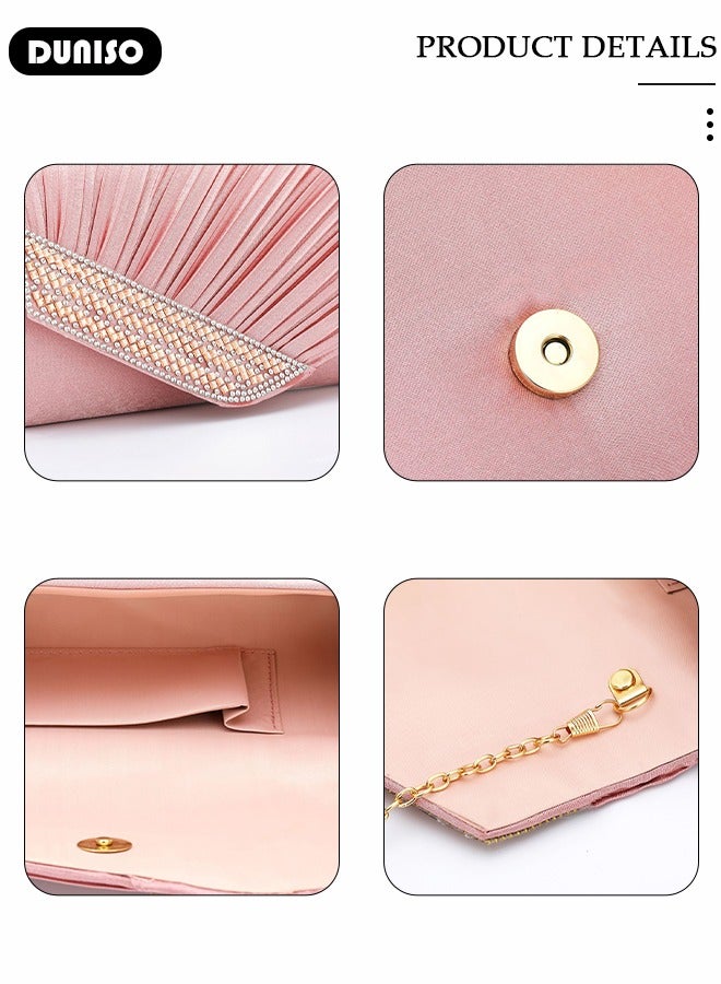 DUNISO Diamond Evening Bag for Women Ladies Clutch Purse Sparkling Envelope Evening Bag Chain Purse Formal Cocktail Party Handbag Dress Bride Wedding Prom Party  - Image 3