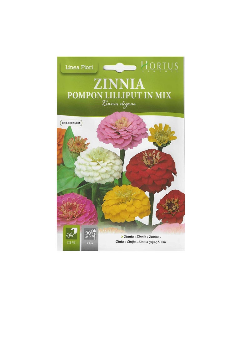Zinnia Zinnia Pompon Lilliput in Mix Premium Quality Seeds  - Image 1