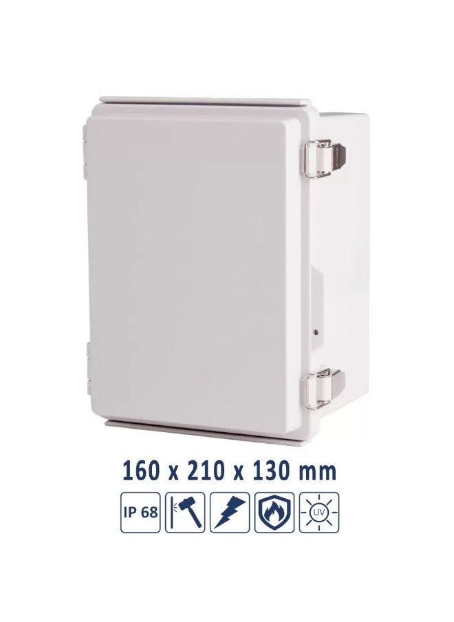 Elitco Hinged Plastic Waterproof Box, 160 x 210 x 130 mm, IP68, Enclosure Box for Electrical Projects 