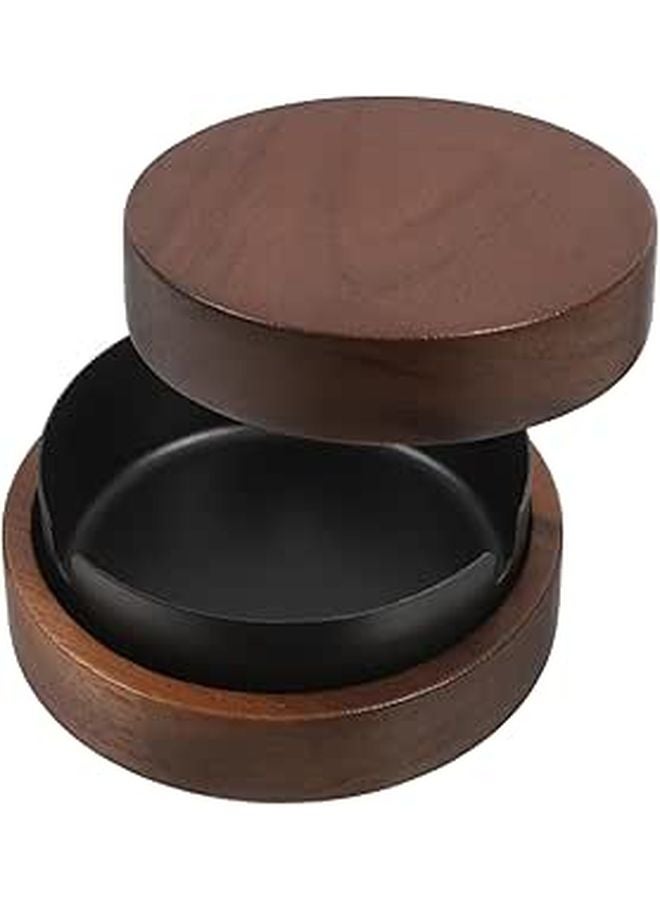 Stainless Steel Round Ashtray For Home Office Bar Desktop Fire Prevention Black - Image 1