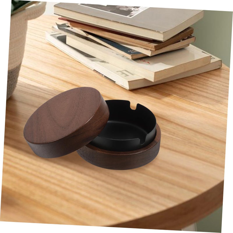 Stainless Steel Round Ashtray For Home Office Bar Desktop Fire Prevention Black - Image 5