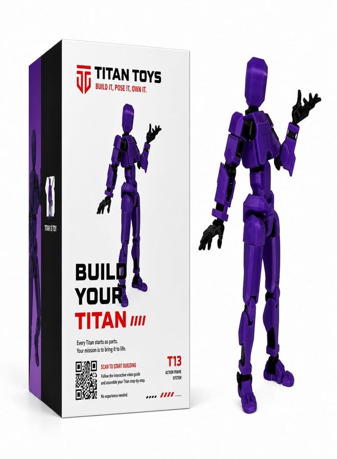 DOOZLE Titan T13 Action Figure Robot Toy, 3D Printed Articulated Dummy Model (Purple) - Image 1