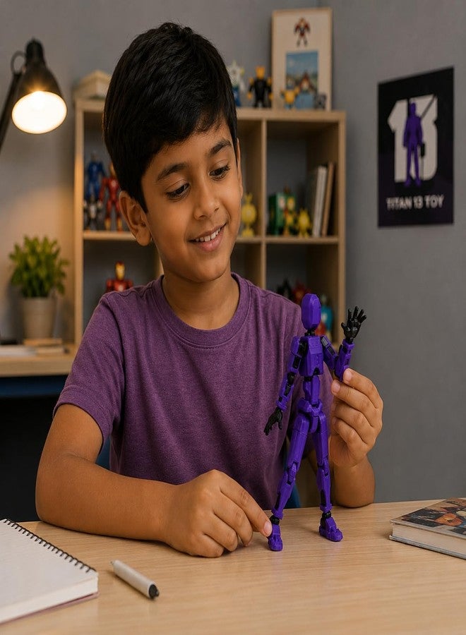 DOOZLE Titan T13 Action Figure Robot Toy, 3D Printed Articulated Dummy Model (Purple) - Image 3