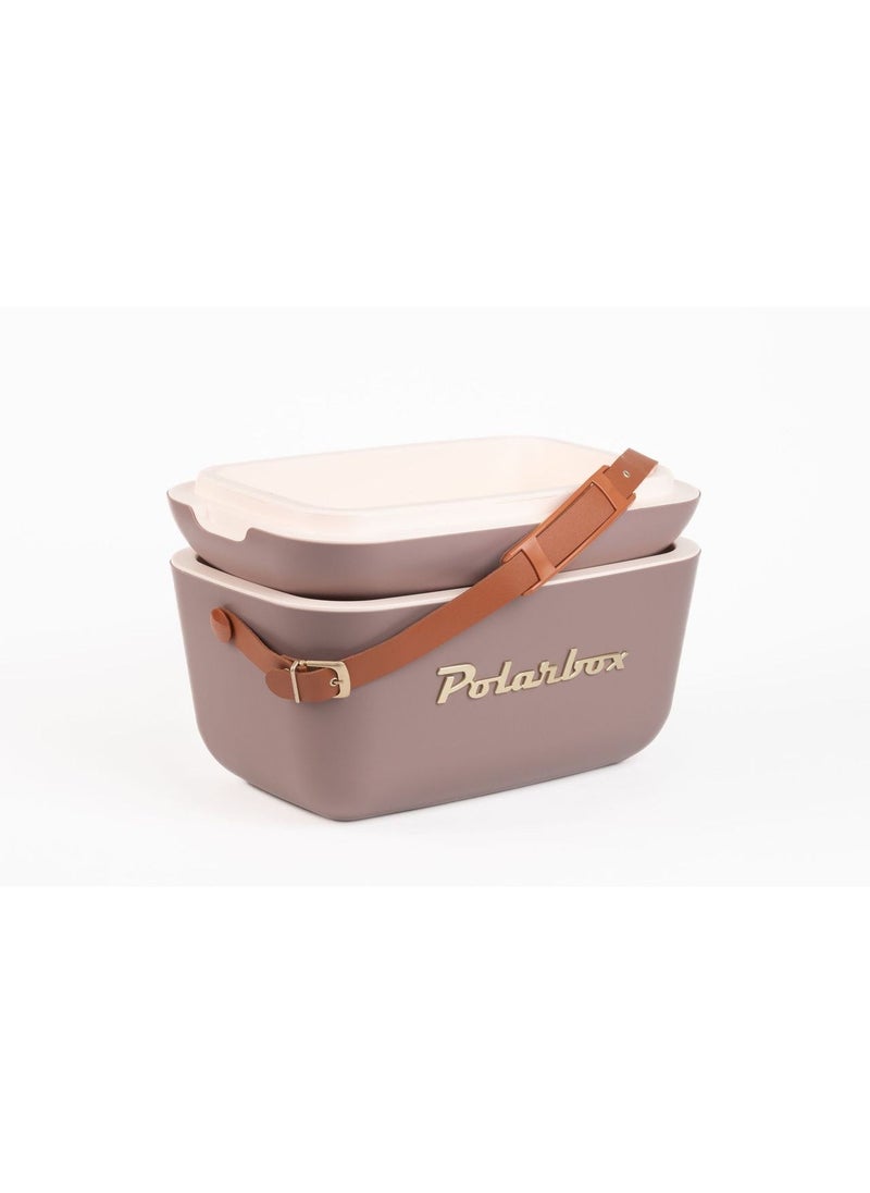 Polarbox Polarbox® 20L Ice Box - Portable - Rigid Thermal Insulated Cooler Box - For Outdoor Beach Picnic, Party Drinks & Food Use - Storage Box - Gold Edition - Mauve Cooler with Brown Leather Strap - Image 2