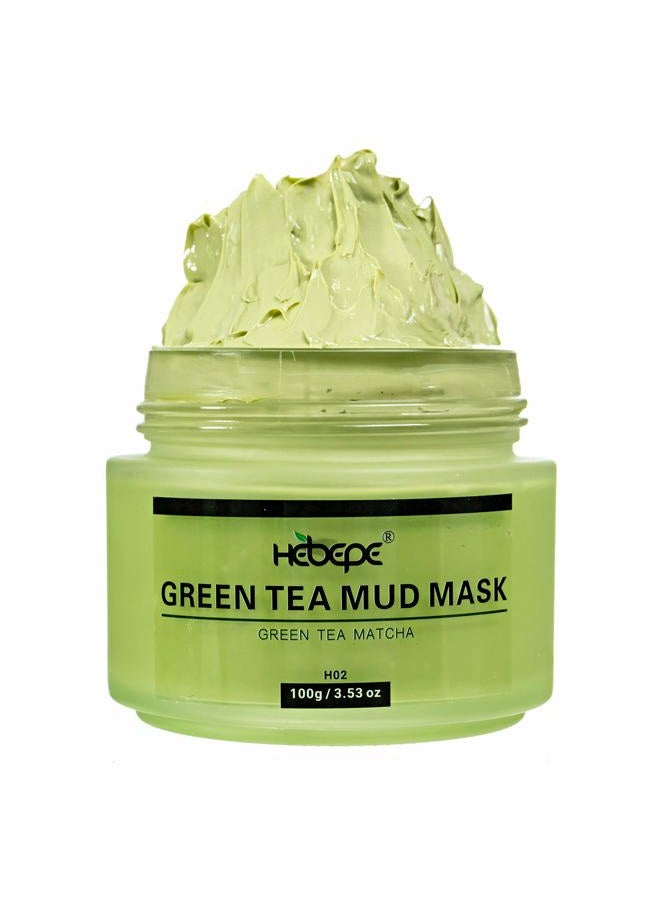 Hebepe Green Tea Matcha Mud Mask with Aloe Vera, Deep Cleansing, Hydrating, and Relaxing Volcanic Clay Facial Mask - Image 1