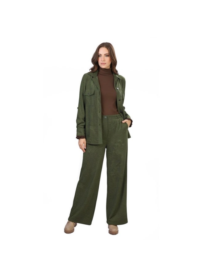 Smoky Egypt Faux Suede Casual Shirt-Olive - Image 2