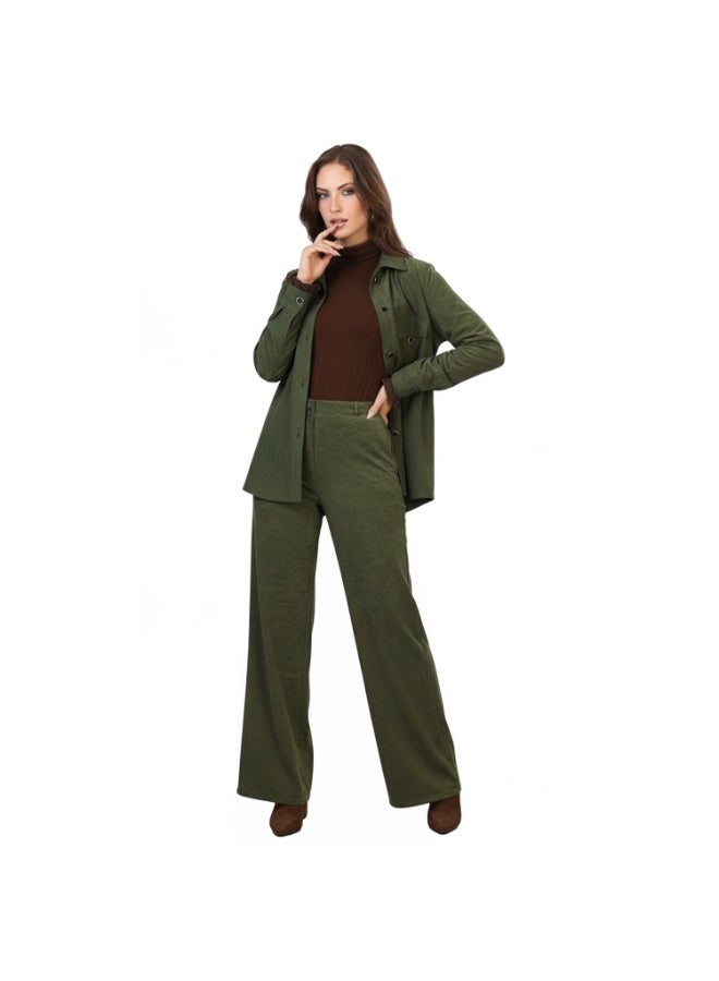 Smoky Egypt Faux Suede Casual Shirt-Olive - Image 3