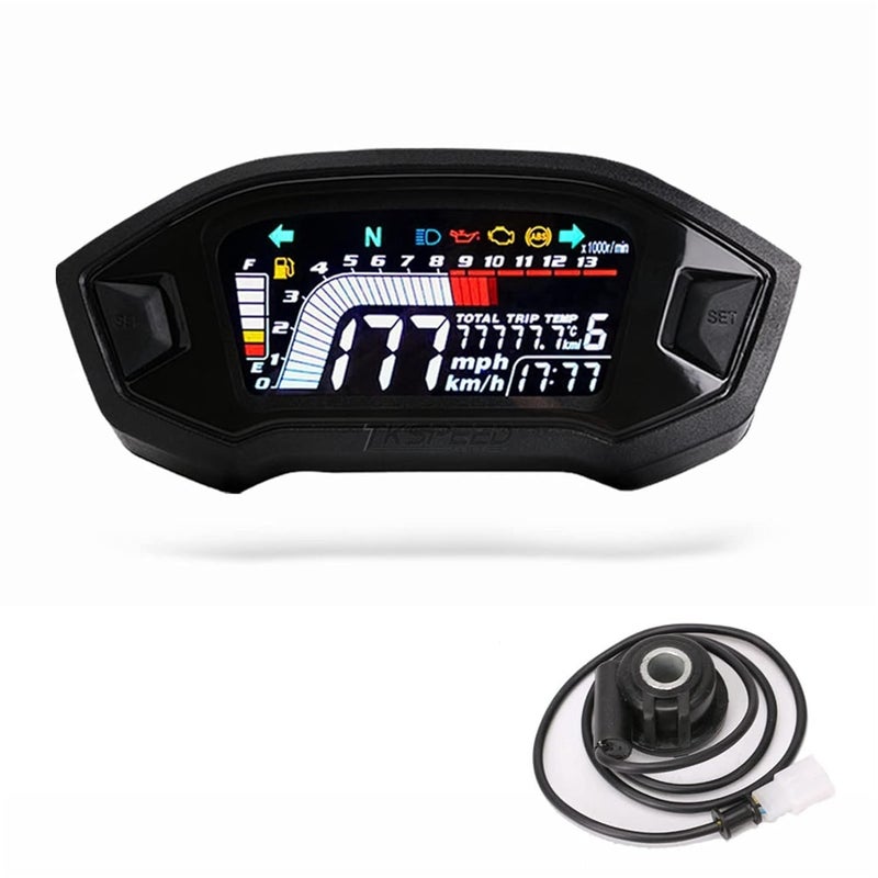 DEMULAX Motorcycle LCD Speedometer with Sensor-B