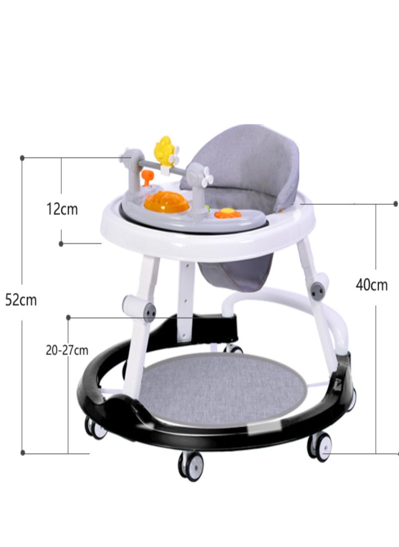 PENG GENERAL - Baby Walker with Wheels, Foldable Baby Walker for Boys Girls, Activity Mute Anti-Rollover Infant Walker Adjustable Height Baby Push Walkers for Toddler 6-18 Months (Black) - Image 1