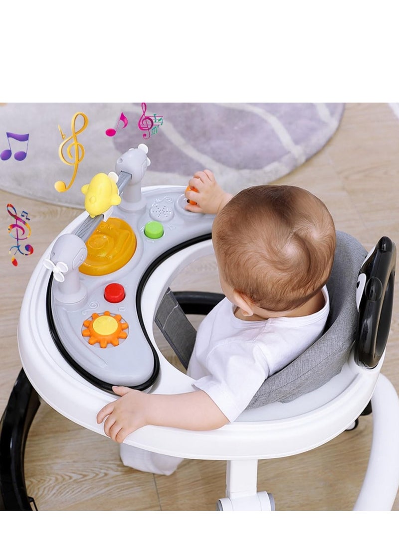 PENG GENERAL - Baby Walker with Wheels, Foldable Baby Walker for Boys Girls, Activity Mute Anti-Rollover Infant Walker Adjustable Height Baby Push Walkers for Toddler 6-18 Months (Black) - Image 1