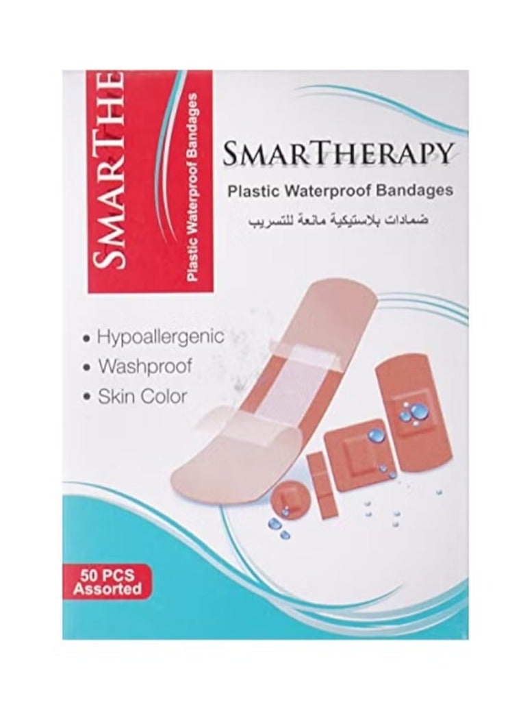 سمارثيرابي عبوة 50 قطعة لصقات جروح ضمادات بلاستيكية – اشكال متنوعة – مقاومة للماء - Image 2