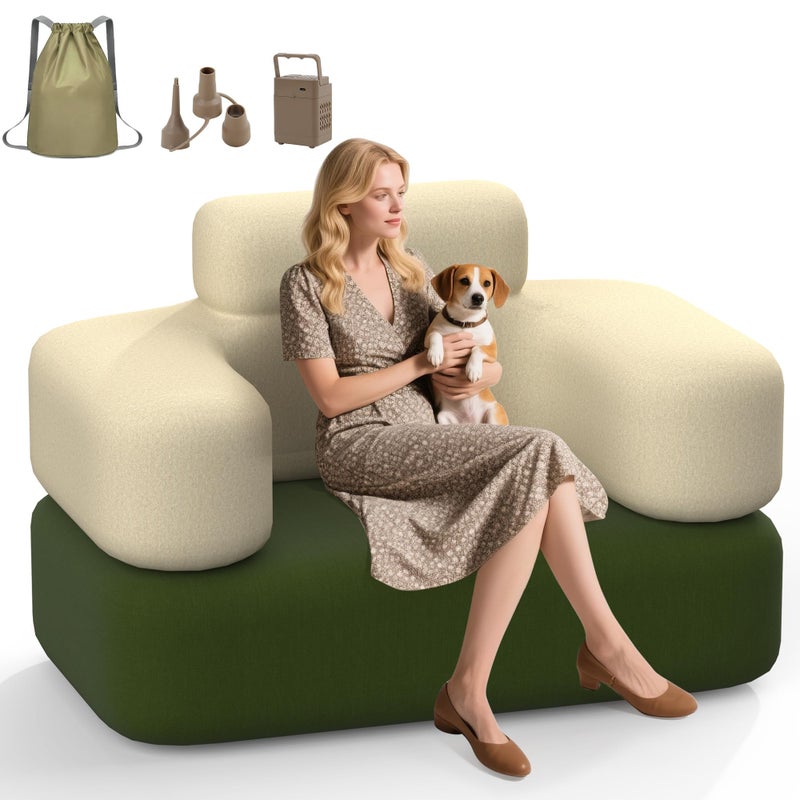 CACSPS Portable Inflatable Sofa with Built-in Pump - Durable Multifunctional Blow Up Couch for Camping, Outdoor, Travel, Home Backyard (Single) - Image 1