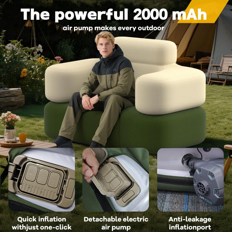 CACSPS Portable Inflatable Sofa with Built-in Pump - Durable Multifunctional Blow Up Couch for Camping, Outdoor, Travel, Home Backyard (Single) - Image 5
