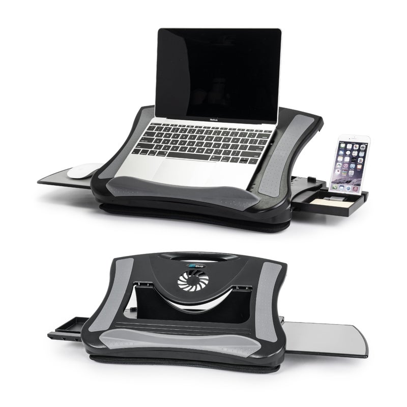EHO Portable Lap Desk with Cushion Detachable Mouse Pad Tray and Phone Holder Adjustable Laptop Stand with 5 Angles for Home Office Sofa Bed