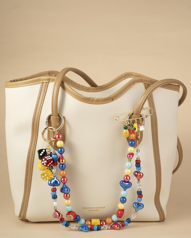 DoDoBeads مجموعة سحر حقائب دو دو بيدز 4 في 1، سحر محفظة أنيق باللون الذهبي مع خرز لؤلؤي، قلادة صدفة، ودبوس أمان، سحر حقيبة يد - Image 5