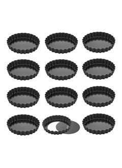 chefmade Round Tart Pan Non-Stick 4 Inch 12Pcs with Removable Loose Bottom  - Image 1
