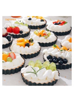 chefmade Round Tart Pan Non-Stick 4 Inch 12Pcs with Removable Loose Bottom  - Image 5