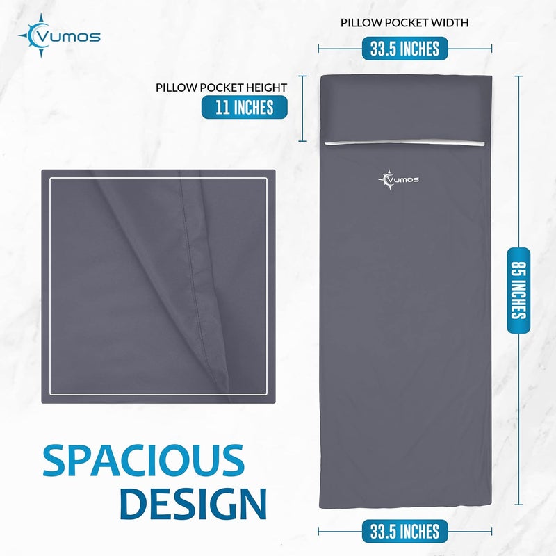 Vumos Sleeping Bag Liner and Camping Sheet – Silk Like Material for Travel - Has Full Length Zipper - Image 3
