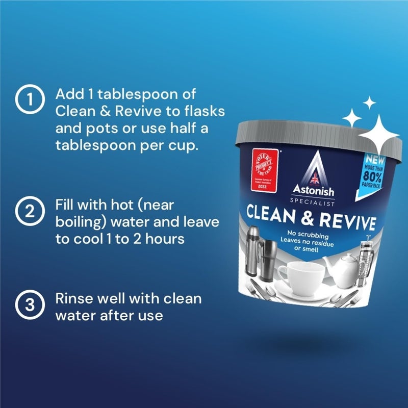 Astonish Specialist Clean & Revive Foaming Powder For Tea Pots, Coffee Mugs, & Stainless Steel - No Scrubbing, No Residue (12.35 Ounce (Pack of 1)) - Image 4