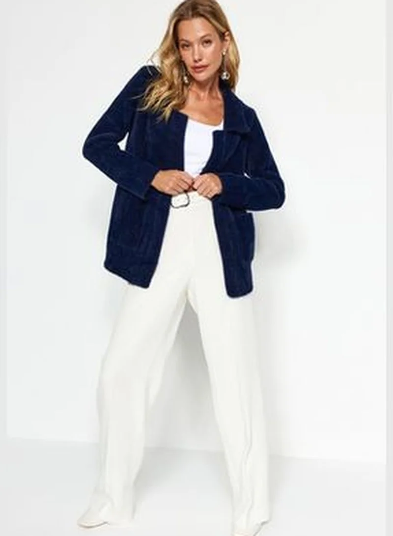 trendyol Navy Blue Jacket-Formal Pile Knitwear Cardigan TWOAW24HI00291