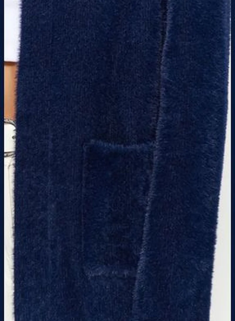 trendyol Navy Blue Jacket-Formal Pile Knitwear Cardigan TWOAW24HI00291