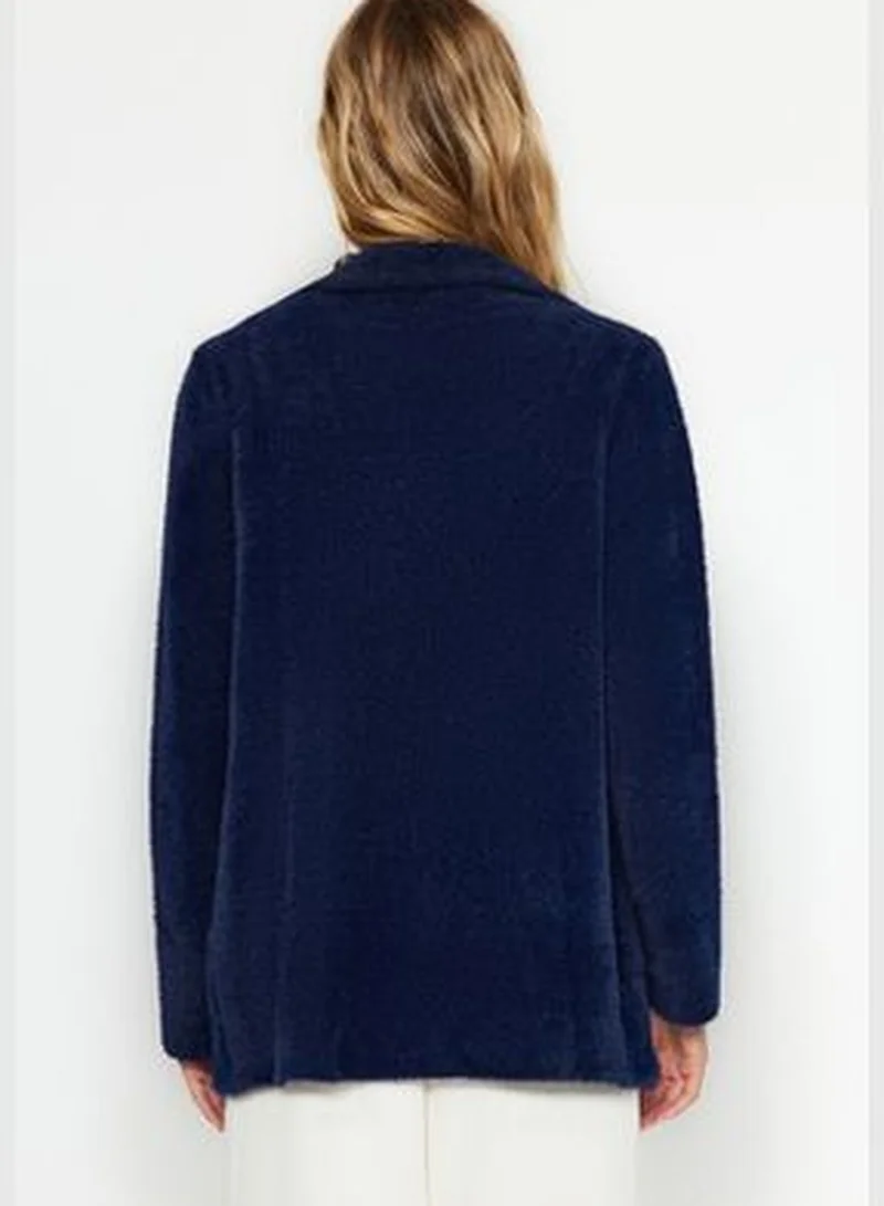 trendyol Navy Blue Jacket-Formal Pile Knitwear Cardigan TWOAW24HI00291