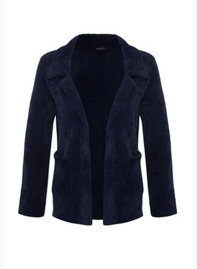 trendyol Navy Blue Jacket-Formal Pile Knitwear Cardigan TWOAW24HI00291