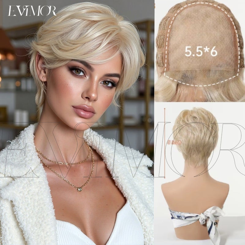 EMMOR Imported MONO Full Wig - Natural, Breathable, Golden Short Hair for Women - Image 1