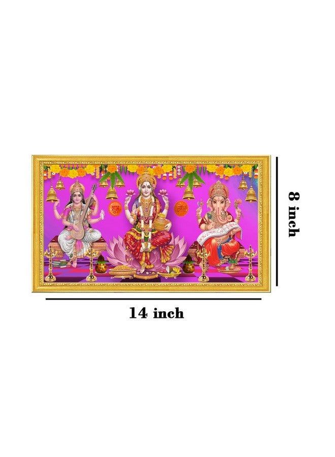 999STORE Goddess Saraswati Mata Lakshmi Mata With Lord Ganesh Photo Painting For Diwali Temple (God8X14022) - Image 4