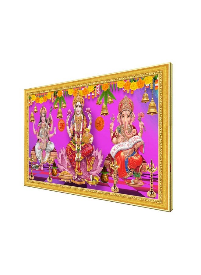 999STORE Goddess Saraswati Mata Lakshmi Mata With Lord Ganesh Photo Painting For Diwali Temple (God8X14022) - Image 3