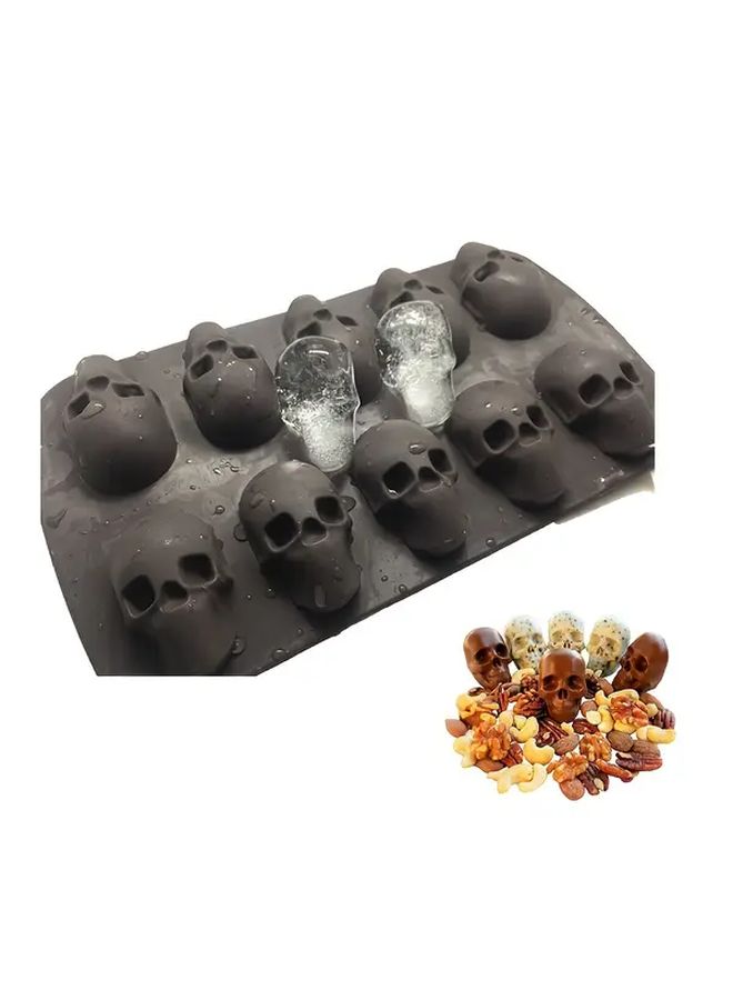 Creative Pumpkin Skull Ice Cube Chocolate Mousse Silicone Mold 2 In 1 With 10 Trays - Image 2
