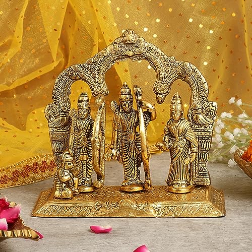 HEYEARTH Ram Darbar Idol | Ram Darbar Statue | Ram Darbar Murti for Home | God Idols for Pooja Room | Lord Ram Darbar with Sita Laxman & Hanuman Ji Metal Statues | Home Decor | God Idols for Gifting - Image 2