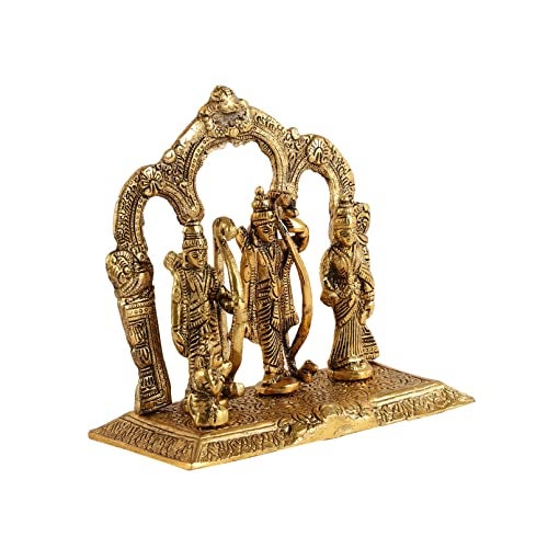 HEYEARTH Ram Darbar Idol | Ram Darbar Statue | Ram Darbar Murti for Home | God Idols for Pooja Room | Lord Ram Darbar with Sita Laxman & Hanuman Ji Metal Statues | Home Decor | God Idols for Gifting - Image 4