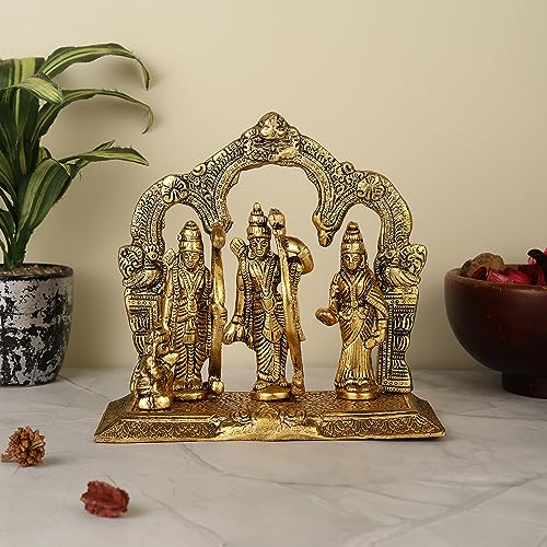 HEYEARTH Ram Darbar Idol | Ram Darbar Statue | Ram Darbar Murti for Home | God Idols for Pooja Room | Lord Ram Darbar with Sita Laxman & Hanuman Ji Metal Statues | Home Decor | God Idols for Gifting - Image 1