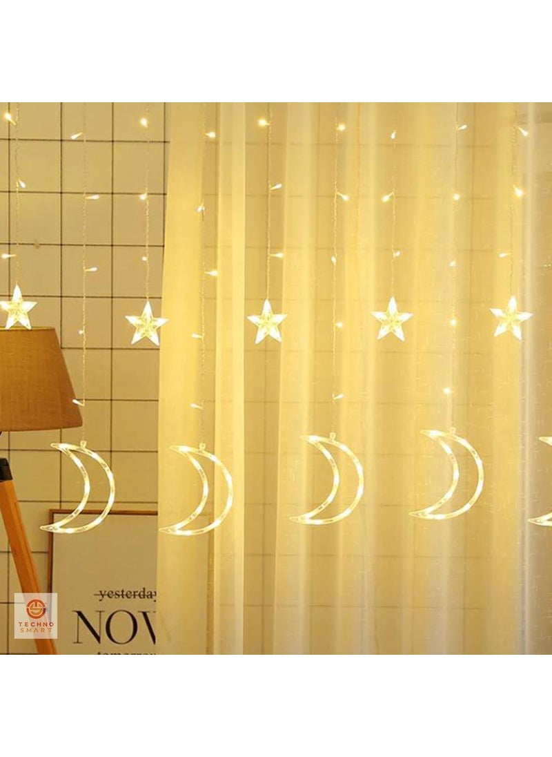 Technosmart Crescent and Star Curtain with LED Light Animation and Addable Plug  - Image 1
