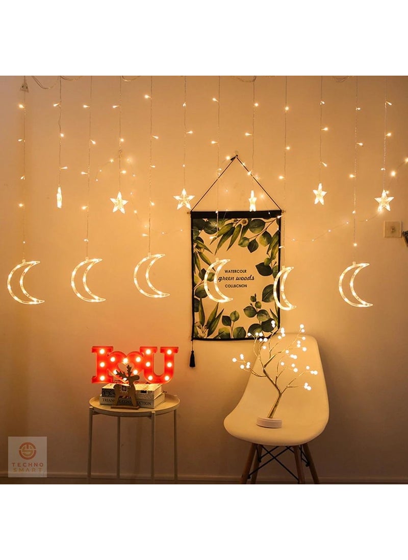 Technosmart Crescent and Star Curtain with LED Light Animation and Addable Plug  - Image 3