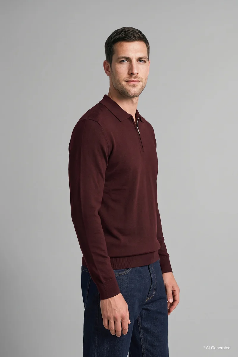 ديفاكتو Standard Fit Polo Collar Knitwear Pullover