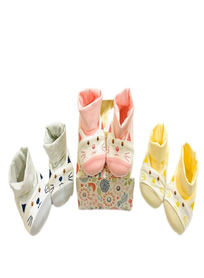 Freshfoot Baby Boys & Girls Cute & Colorful Organic Cotton Ankle Socks Cum Shoes For 0-3 Months (With Gift BOX) (Pack of 3) - Image 3
