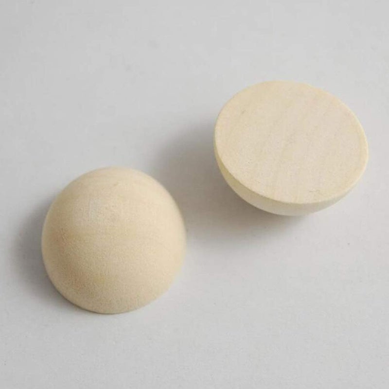 50pcs Unfinished Half Wooden Balls, Mini Hemisphere Split Wood Ball for DIY Projects, Kids Supplies, Light Yellow, 0.98 Inch (25mm) - Image 5