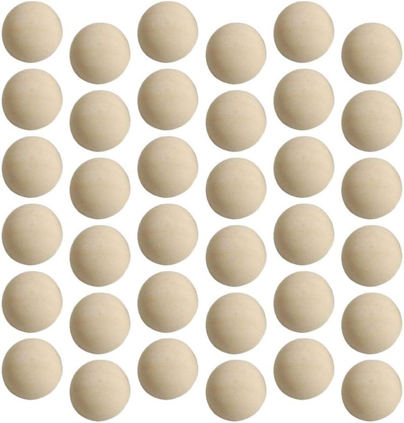 50pcs Unfinished Half Wooden Balls, Mini Hemisphere Split Wood Ball for DIY Projects, Kids Supplies, Light Yellow, 0.98 Inch (25mm) - Image 1