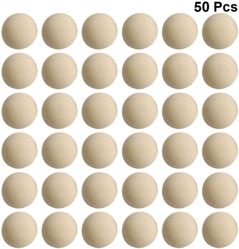 50pcs Unfinished Half Wooden Balls, Mini Hemisphere Split Wood Ball for DIY Projects, Kids Supplies, Light Yellow, 0.98 Inch (25mm) - Image 2