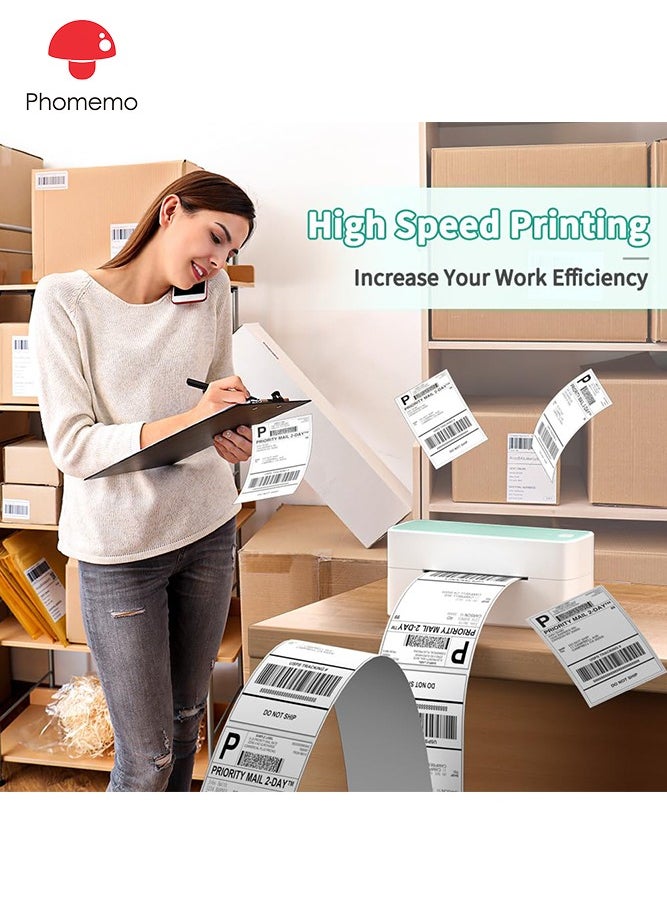 phomemo - 241-BT Bluetooth Thermal Label Printer, 4X6" Wireless Shipping Label Printer for Small Business, Label Printer for Shipping Packages, Compatible with iPhone, Android  (Green) - Image 1