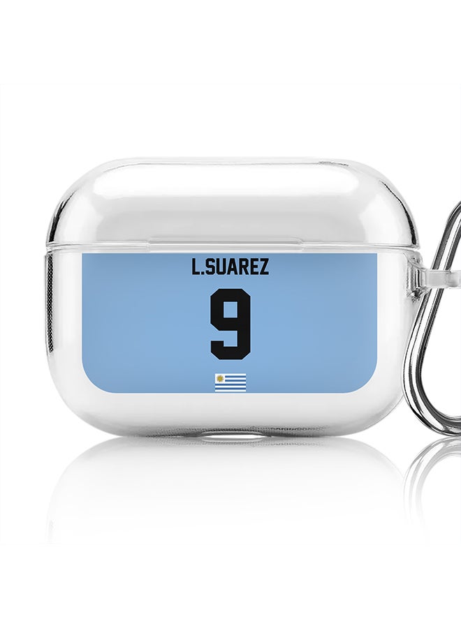 Stylizedd Classic Clear printed Case for Apple Airpods Pro Soft TPU Gel Thin Transparent Flexible Cover [Designed for Apple Airpods Pro] - Football Team - Uruguay , Player Name - L.Suarez - Image 1