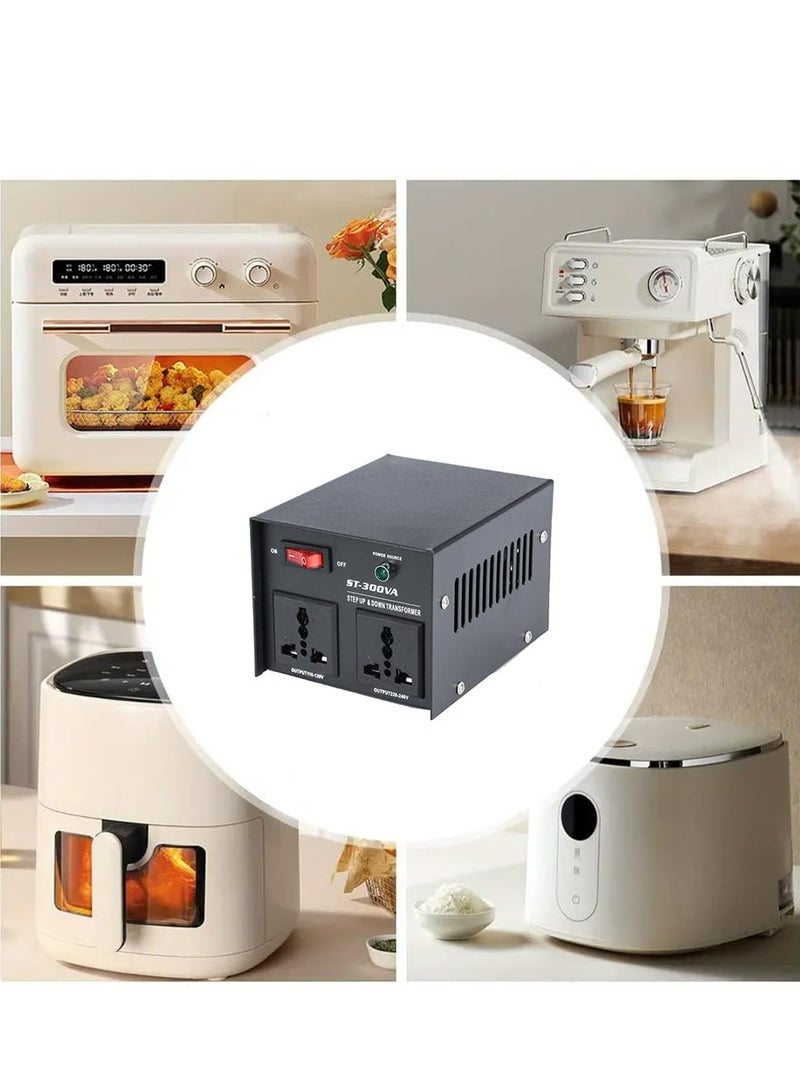 Joyelink Voltage Converter Transformer 300W, 110-120V & 220-240V Power Converter, Boost/Buck Transformer with Resettable Circuit Breaker Protection, Universal Outlet, Compact Size - Image 2