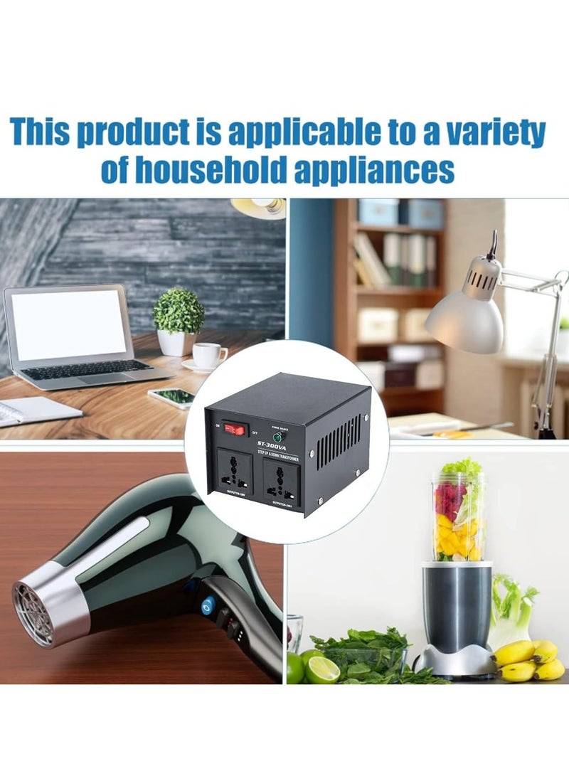 Joyelink Voltage Converter Transformer 300W, 110-120V & 220-240V Power Converter, Boost/Buck Transformer with Resettable Circuit Breaker Protection, Universal Outlet, Compact Size - Image 4