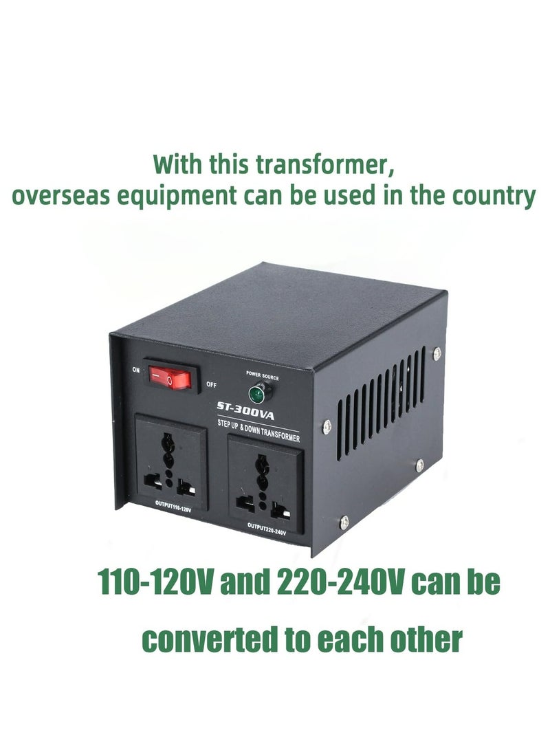 Joyelink Voltage Converter Transformer 300W, 110-120V & 220-240V Power Converter, Boost/Buck Transformer with Resettable Circuit Breaker Protection, Universal Outlet, Compact Size - Image 3
