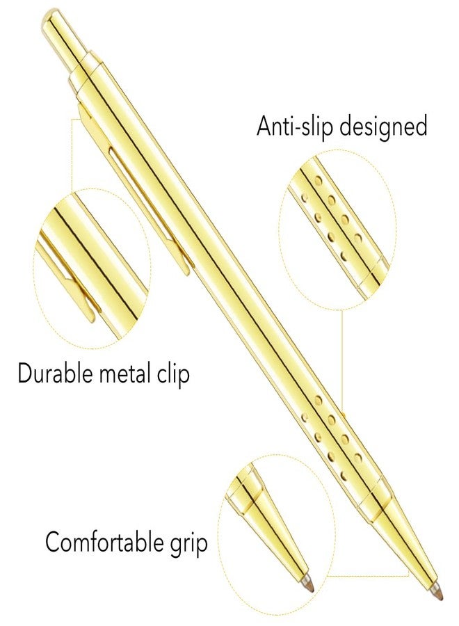 Unibene 6 Pack Gold Click Ballpoint Pens - Black ink Medium Point(1 mm), Metallic Retractable Pen with 6 Stainless Steel Refills - Image 2