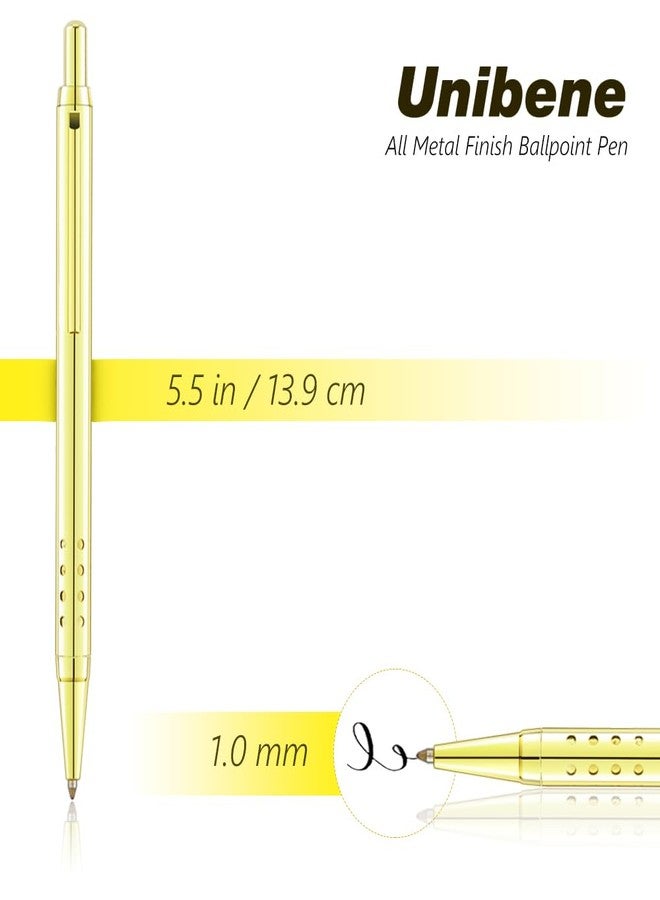 Unibene 6 Pack Gold Click Ballpoint Pens - Black ink Medium Point(1 mm), Metallic Retractable Pen with 6 Stainless Steel Refills - Image 4