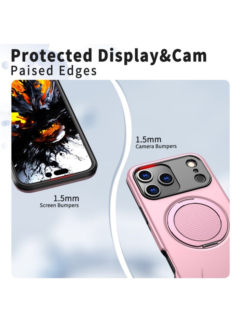 Abania iPhone 17 Pro Case Pink MagSafe Magnetic Phone Case 360° Rotating Ring Stand Military Grade Shockproof Protective iPhone 17 Pro Cover with Car Mount Compatible Anti Fingerprint Slim Cover for iPhone 17 Pro - Image 5
